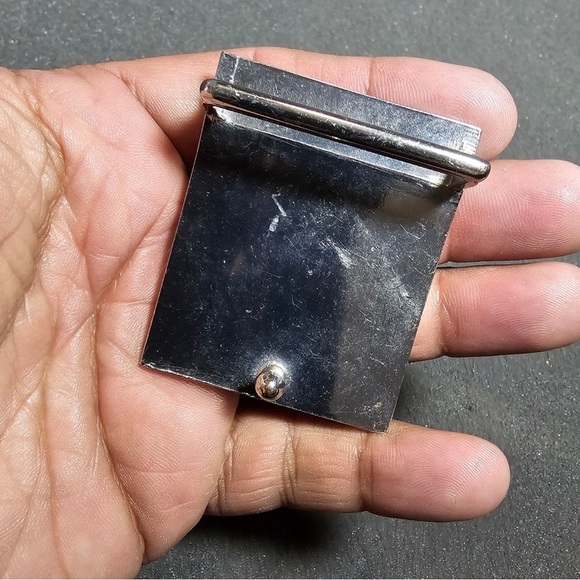 Brushed Silver Tone Rectangular Belt Buckle Unisex Minimalist Fits 1.5" Belts - Picture 6 of 9